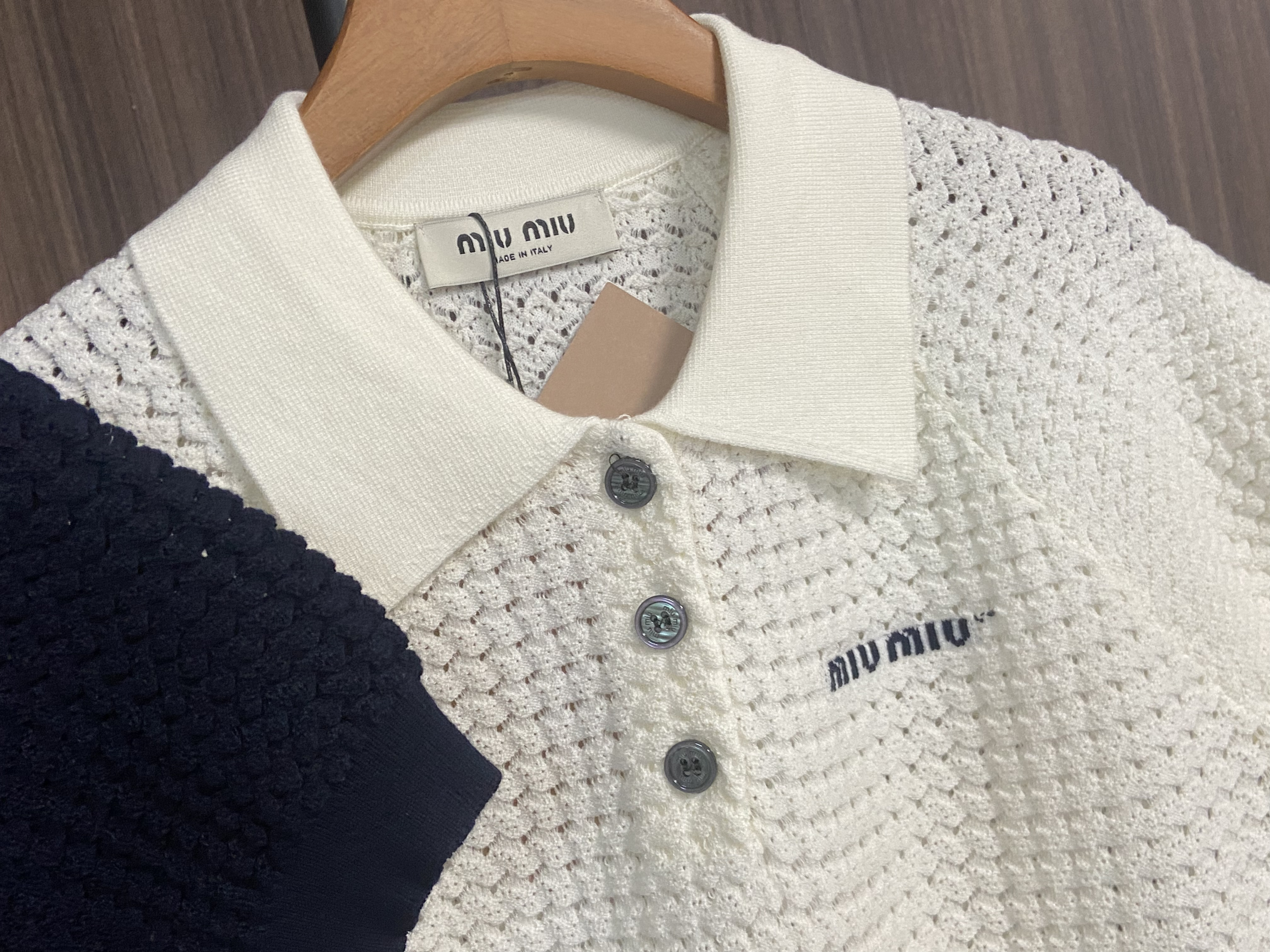 miu new knitted cutout short sleeve