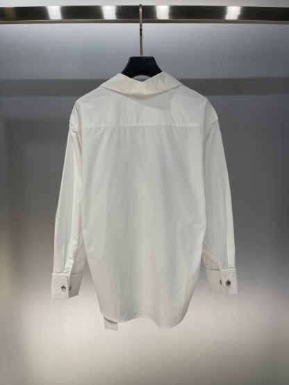 LOE monogrammed embroidered leather label long sleeve shirt