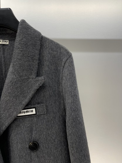 Miu three-dimensional logo tweed coat jacket