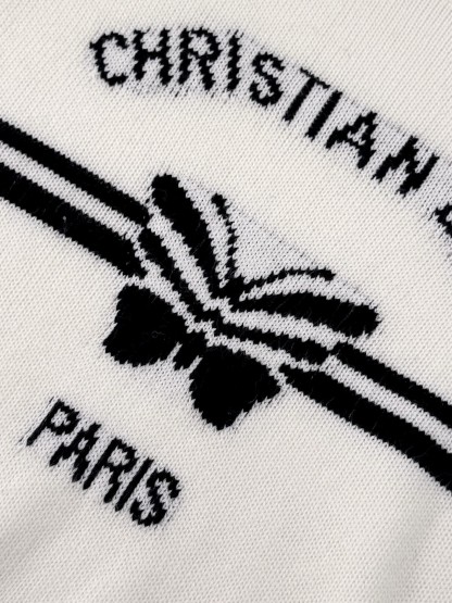 CD New Embroidered Butterfly Clash Color Knit Short Sleeve