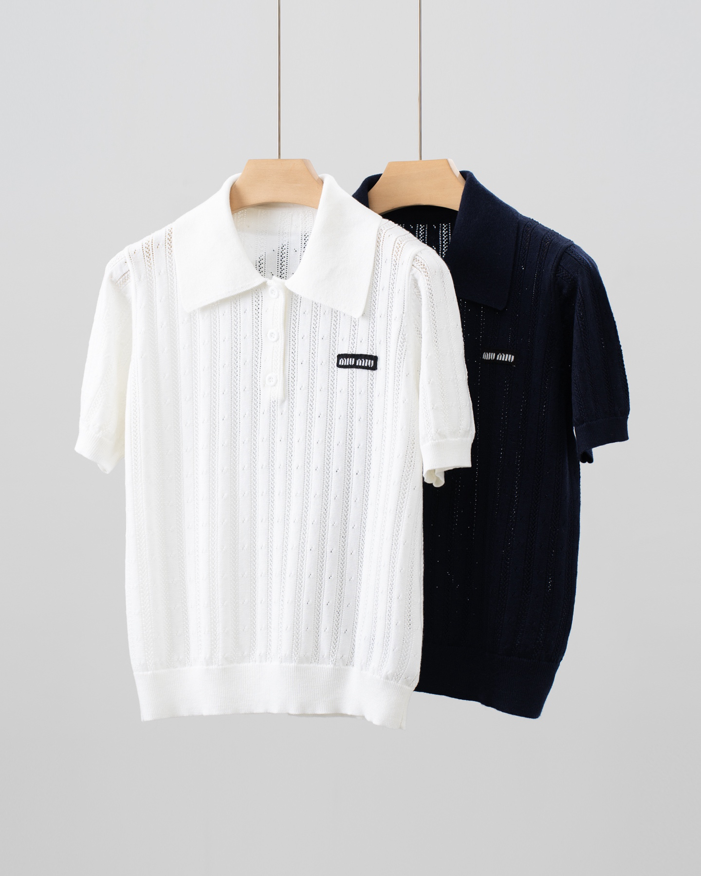 MIU25SS Wool Short Sleeve Polo Shirt