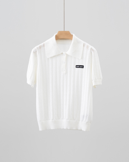 MIU25SS Wool Short Sleeve Polo Shirt