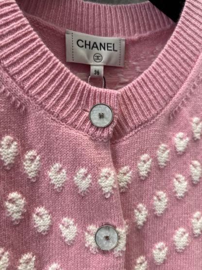 CHANE25SS cashmere pearl jacquard cardigan jacket