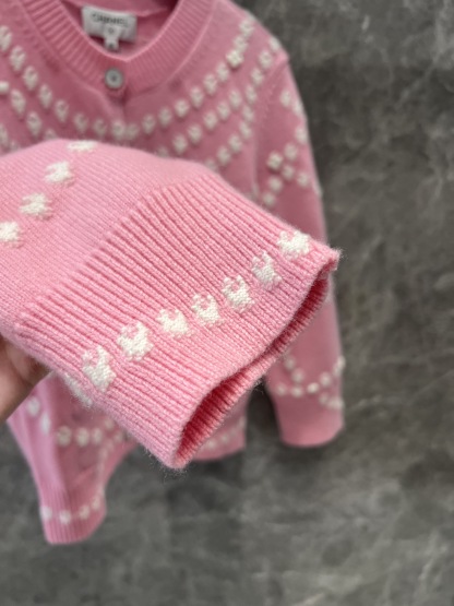 CHANE25SS cashmere pearl jacquard cardigan jacket