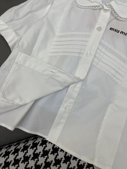 MIU25SS Bubble Sleeve Lace Collar Shirt