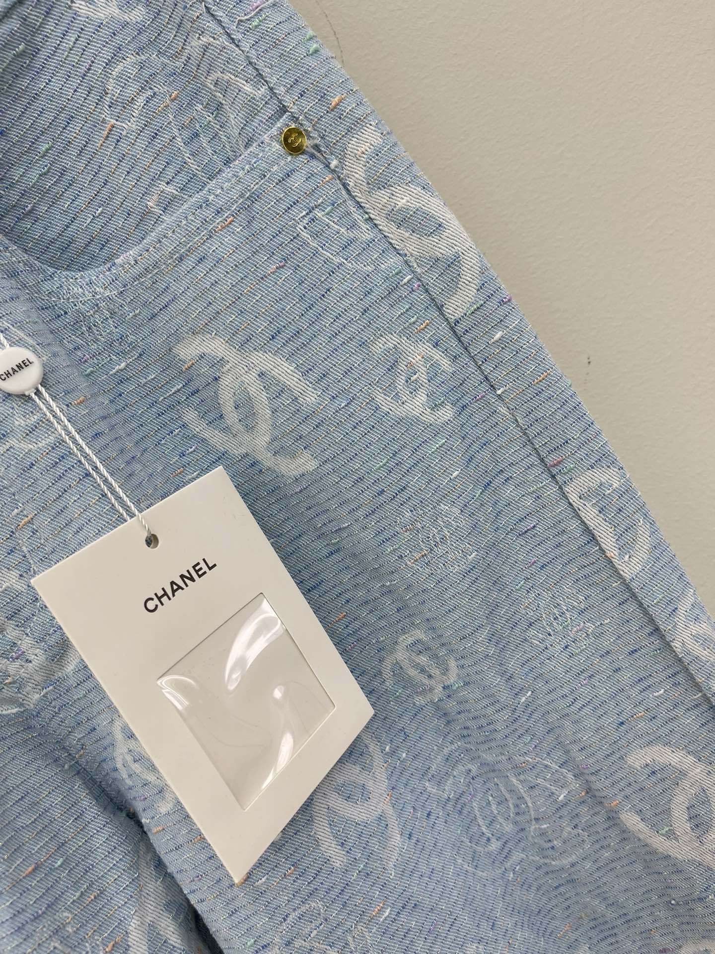 CHANE25SS heavy jacquard denim trousers