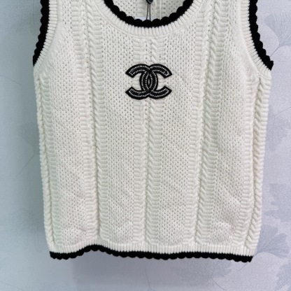 CHANE25SS colour-blocked lace knit vest