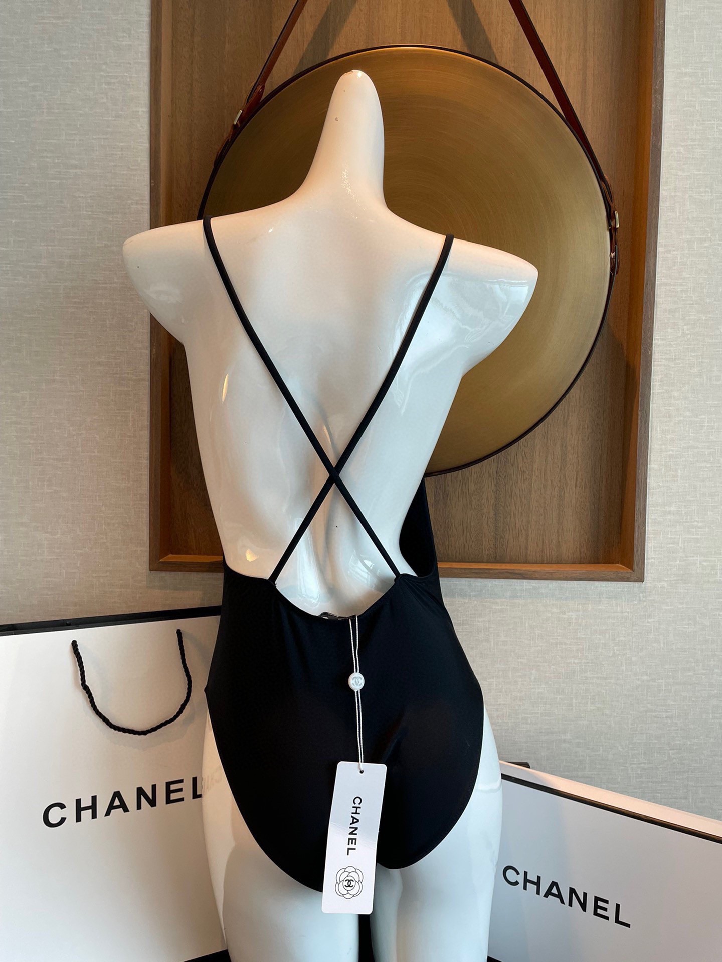 Chnel Rhinestone One-piece Swimsuit