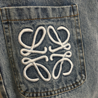 LOE25SS Embroidered Slim Fit Denim Trousers