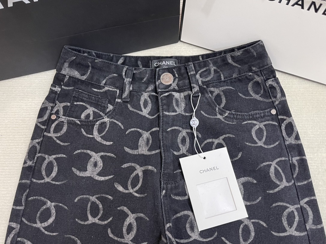 CC Full-Print Back Pocket Sequined Pants - Two-Tone