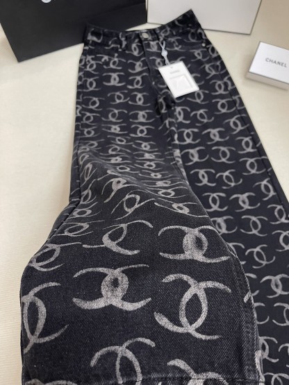 CC Full-Print Back Pocket Sequined Pants - Two-Tone