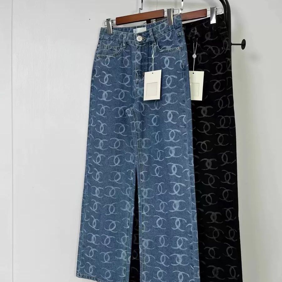 CC Full-Print Back Pocket Sequined Pants - Two-Tone