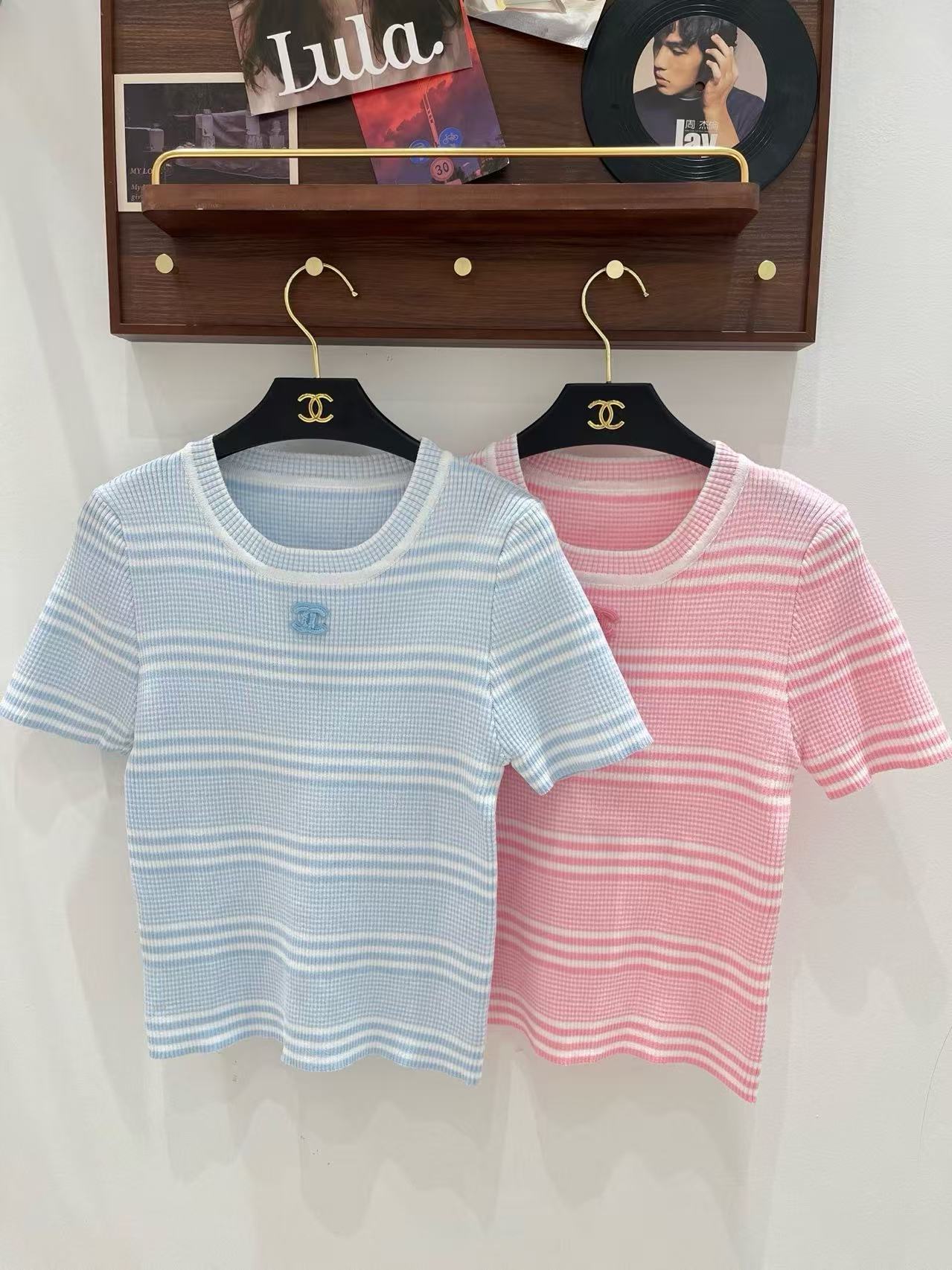CC Pastel Stripe Slim-Fit Tee with CC Motif