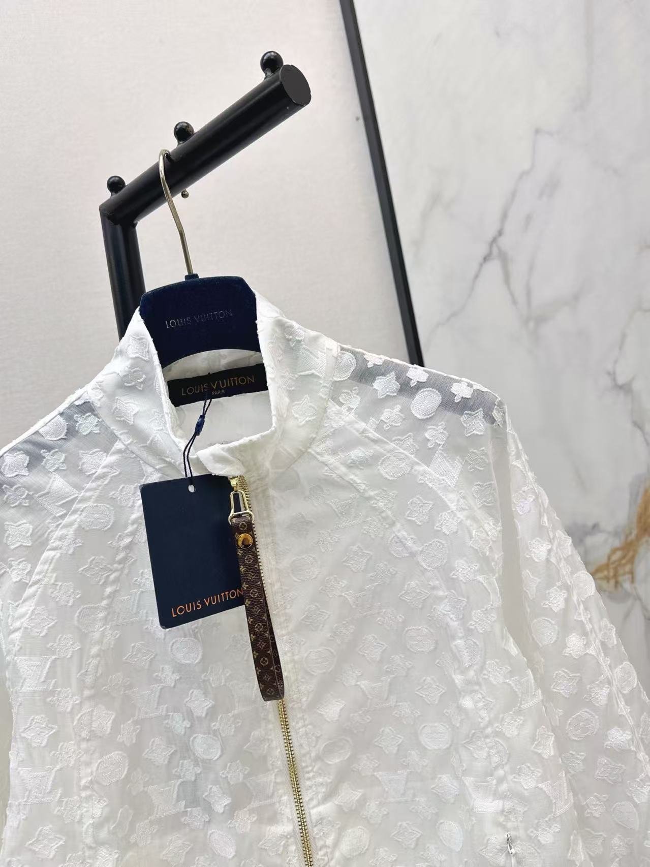 LV Elegant Floral Lace Zip - Up Jacket