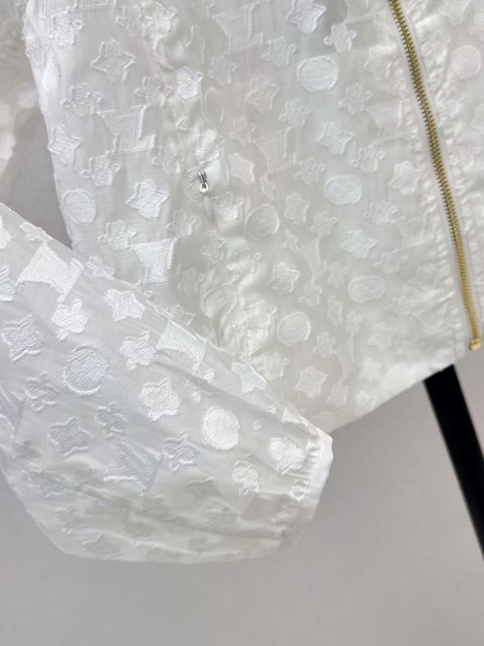 LV Elegant Floral Lace Zip - Up Jacket