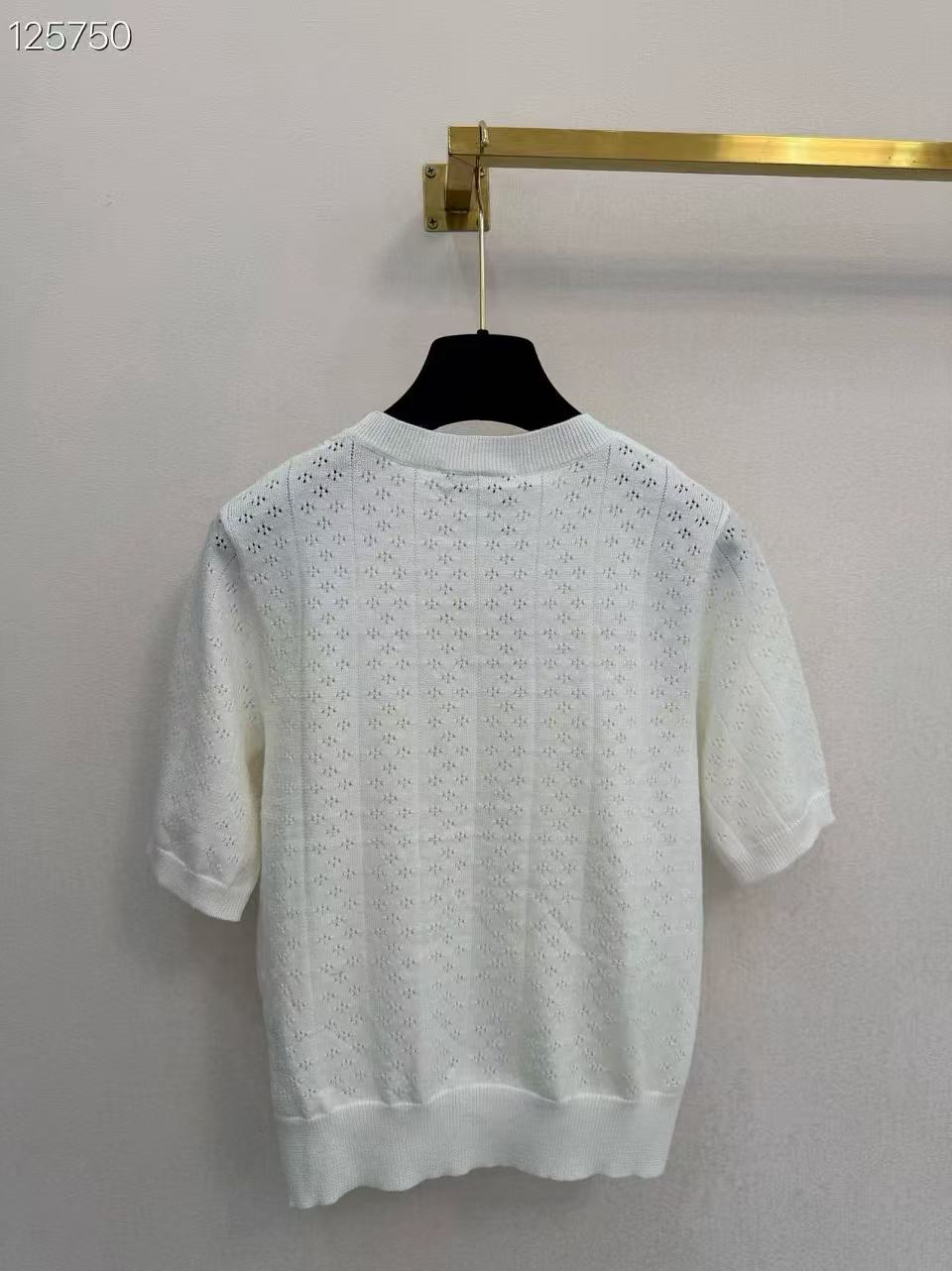 MIU Minimalist Logo Short-Sleeve Knit Top.