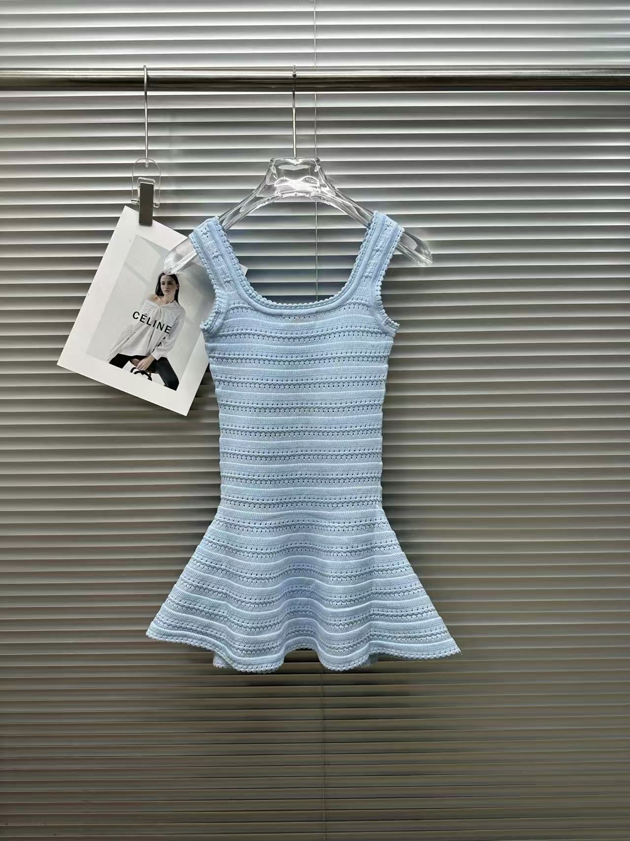 MIU Striped Fishtail Knit Tank Dress