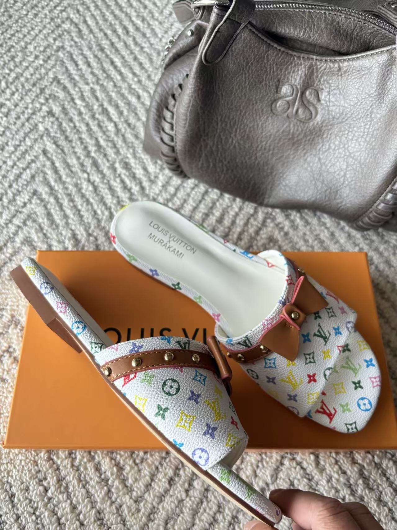 LV Monogram Bow Slip-On Slippers