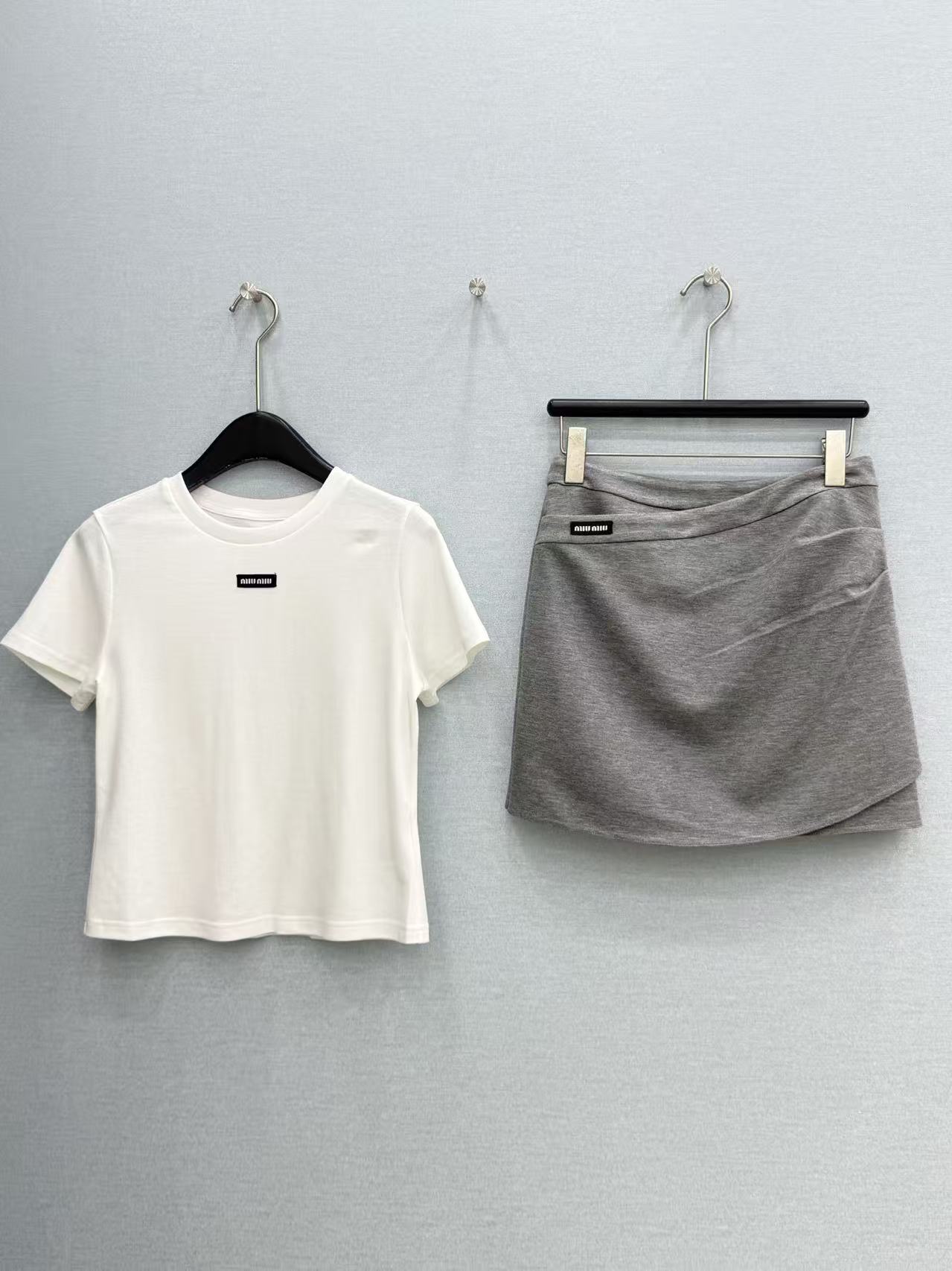 MIU Structured Logo Mini Skirt