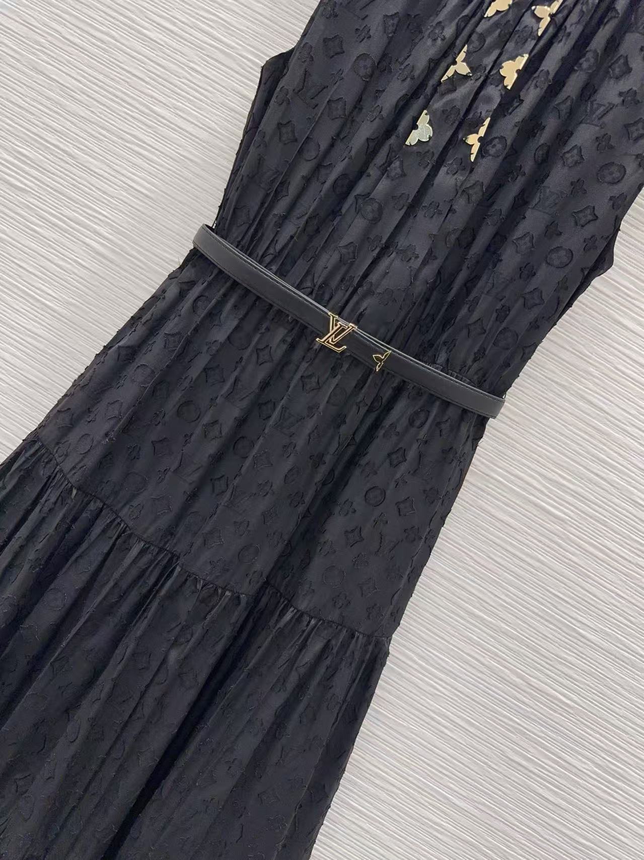 LV Jacquard Tiered Sleeveless Dress