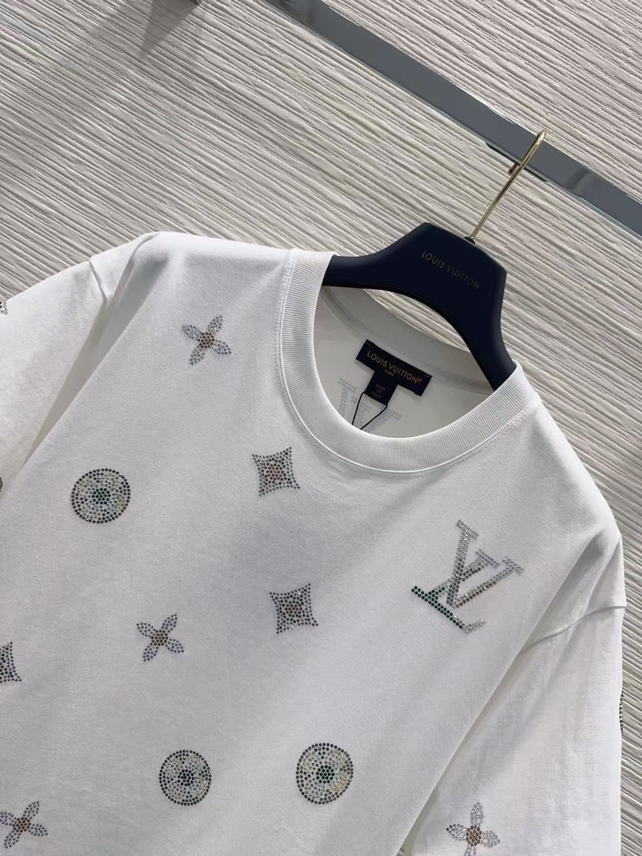LV Rhinestone-Embellished Monogram Short-Sleeve T-Shirt