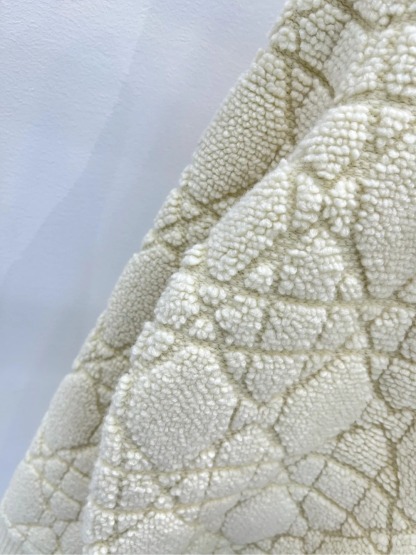 DIO White Rattan Check Navy Collar Cardigan