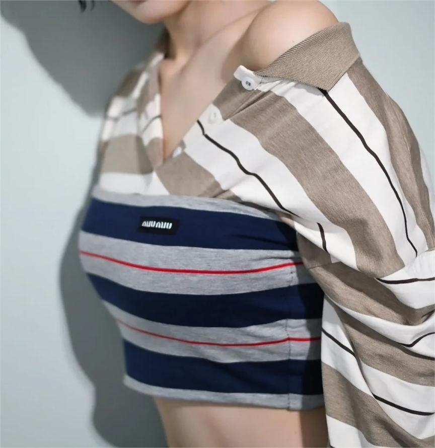 MIU25SS Monogrammed Jacquard Stripe Layered Sheath