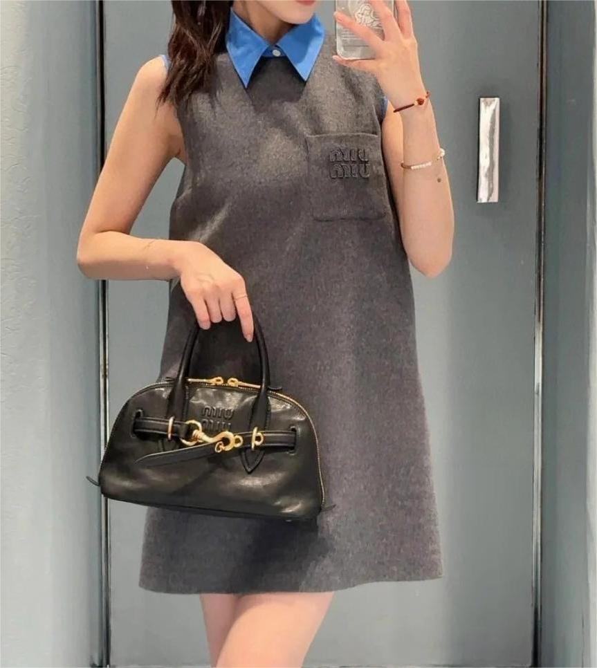 MIU Patchwork Neck Sleeveless Dress