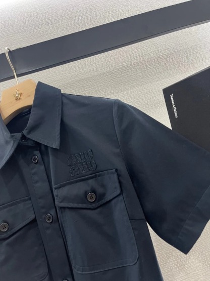 MIU French Temperament Lapel Short Sleeve Dress