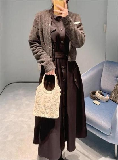 MIU Hand Embroidered Beaded Diamond Tote Bag