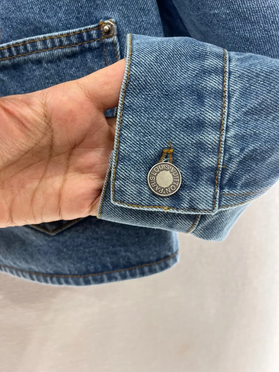 Louis Vuit25SS Vintage Denim Crew Neck Jacket