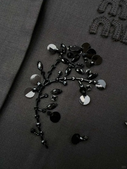 MIU short blazer with handmade shimmering beadwork embroidery