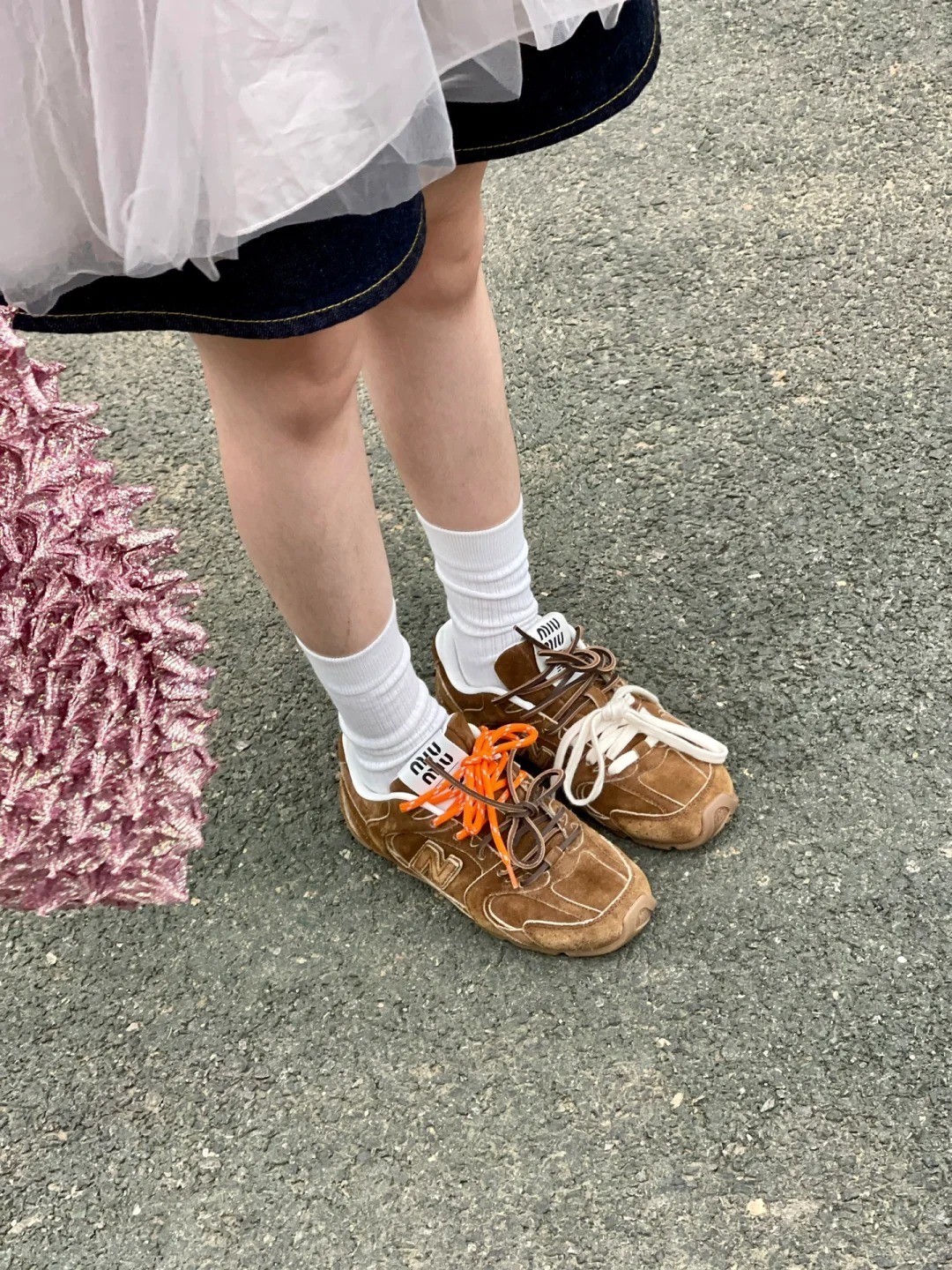 NEW BA x Miu suede sneakers