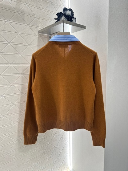 MM 2025SS Color blocking fake 2-piece knitted cardigan