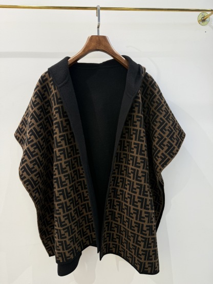FEN 2025SS Hooded double-sided cashmere cape