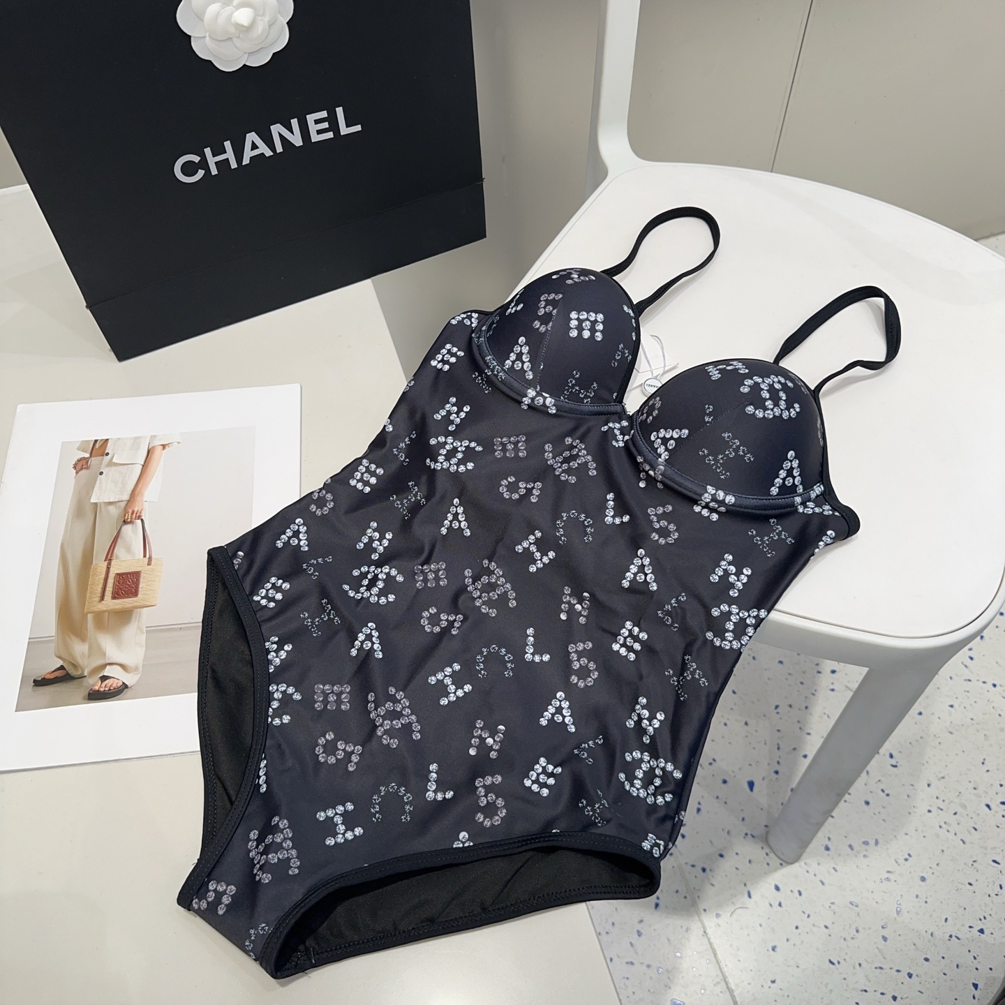 CHANE three-dimensional print one-piece swimsuit