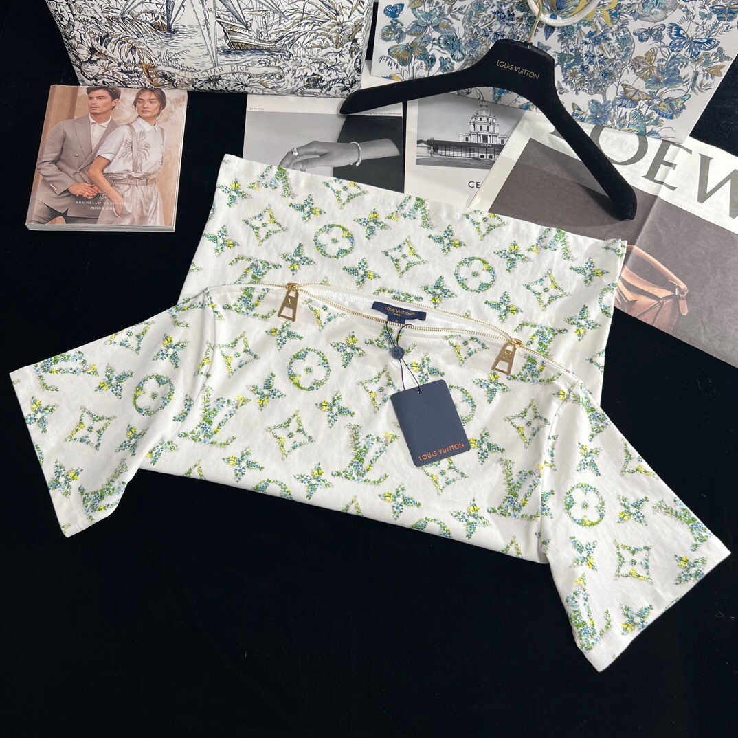 LU One Shoulder Metal Zipper Printed Graphic T-Shirt