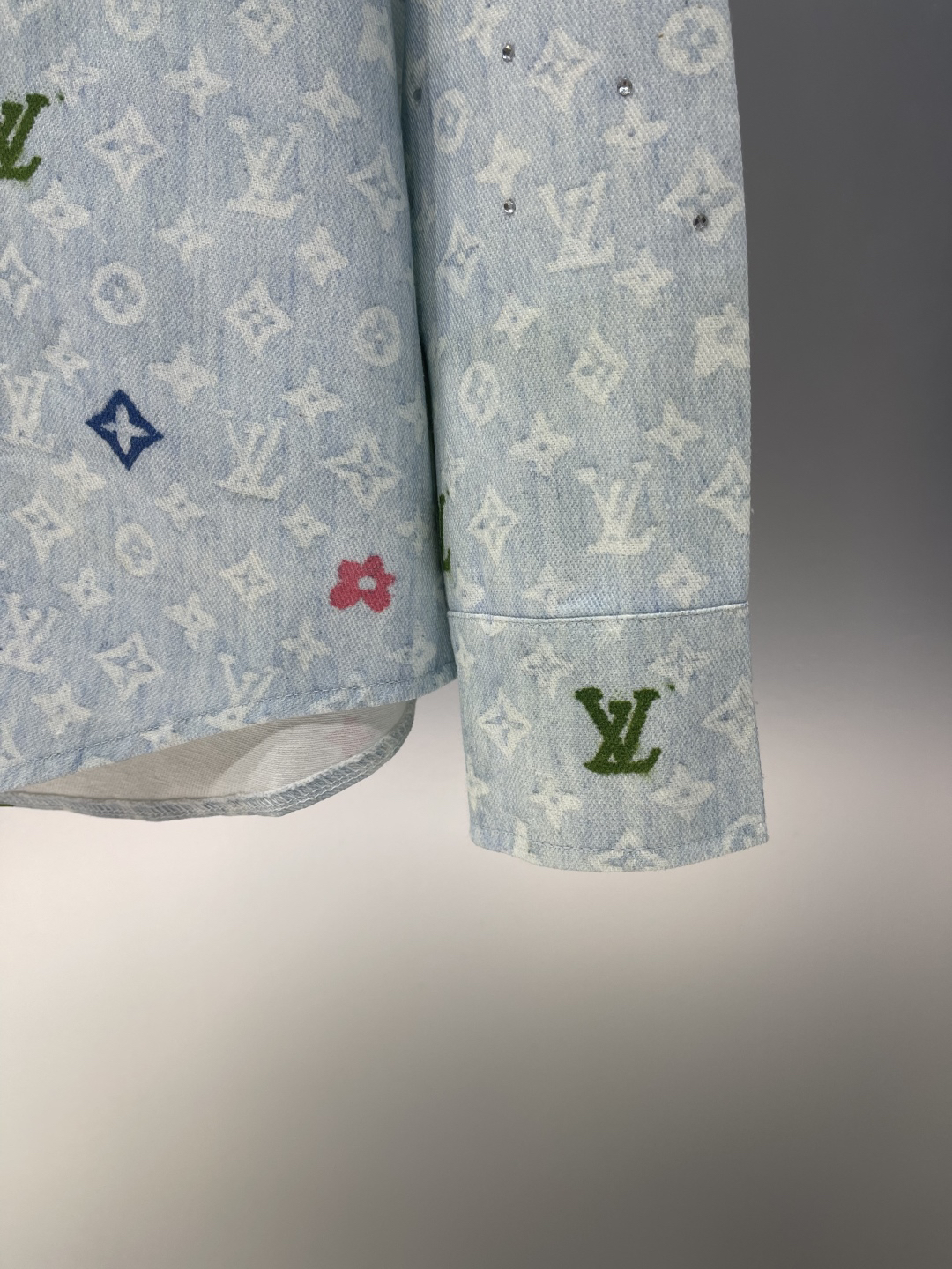 LU25SS sky-high star rhinestone lapel jean jacket