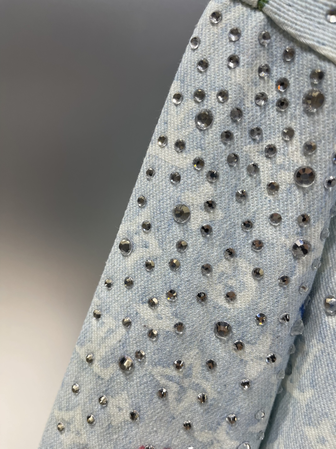 LU25SS sky-high star rhinestone lapel jean jacket