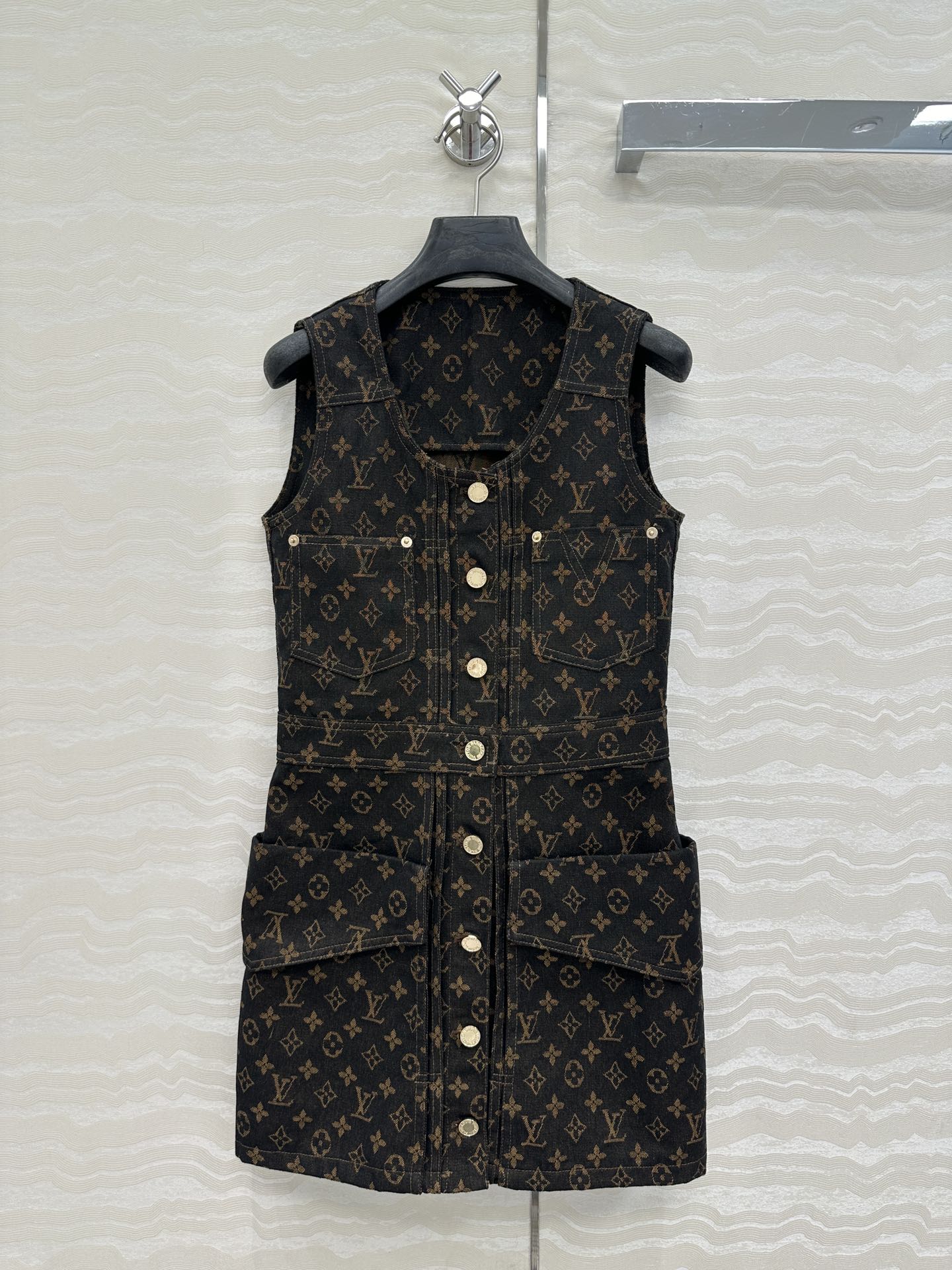 LU25SS jacquard logo denim undershirt dress