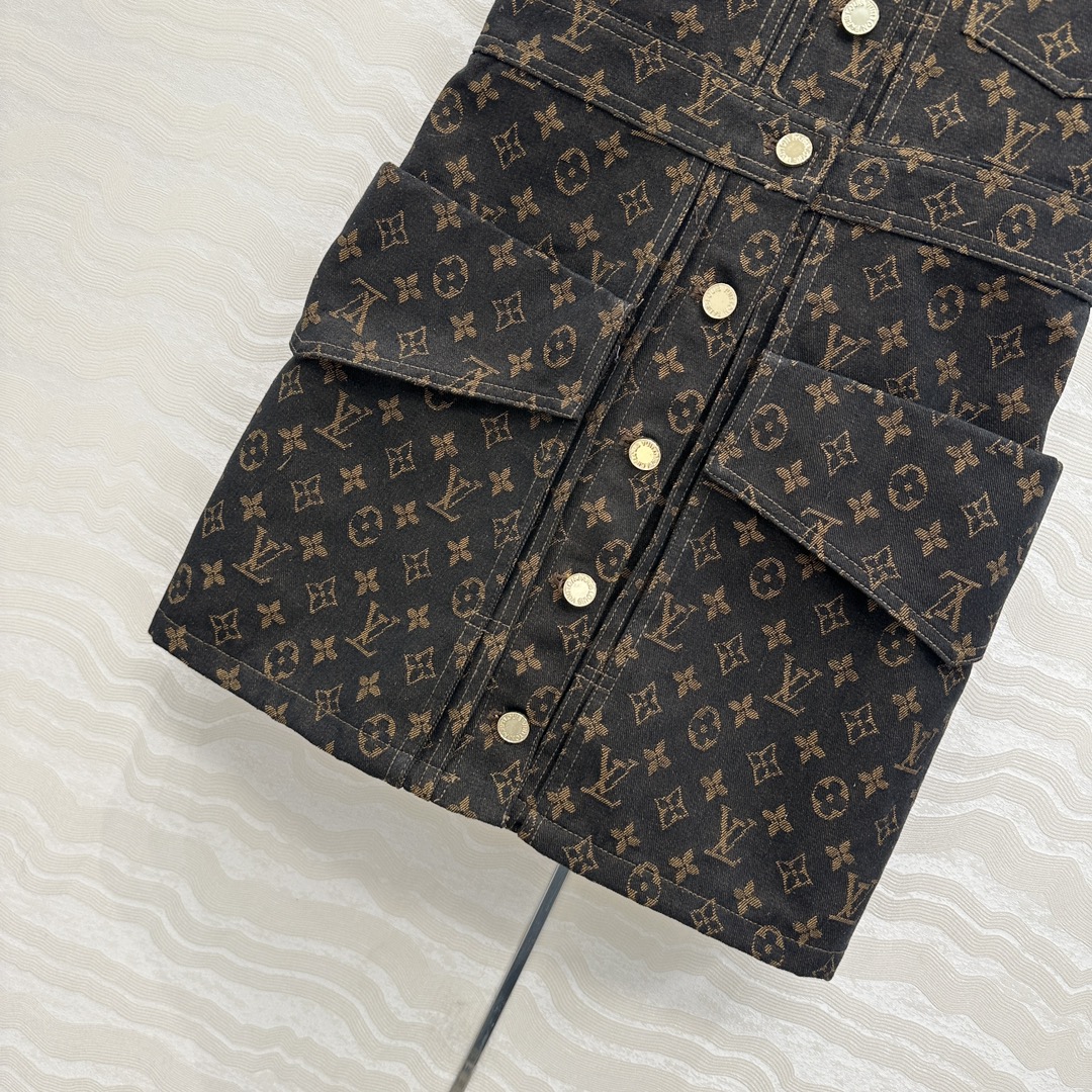 LU25SS jacquard logo denim undershirt dress