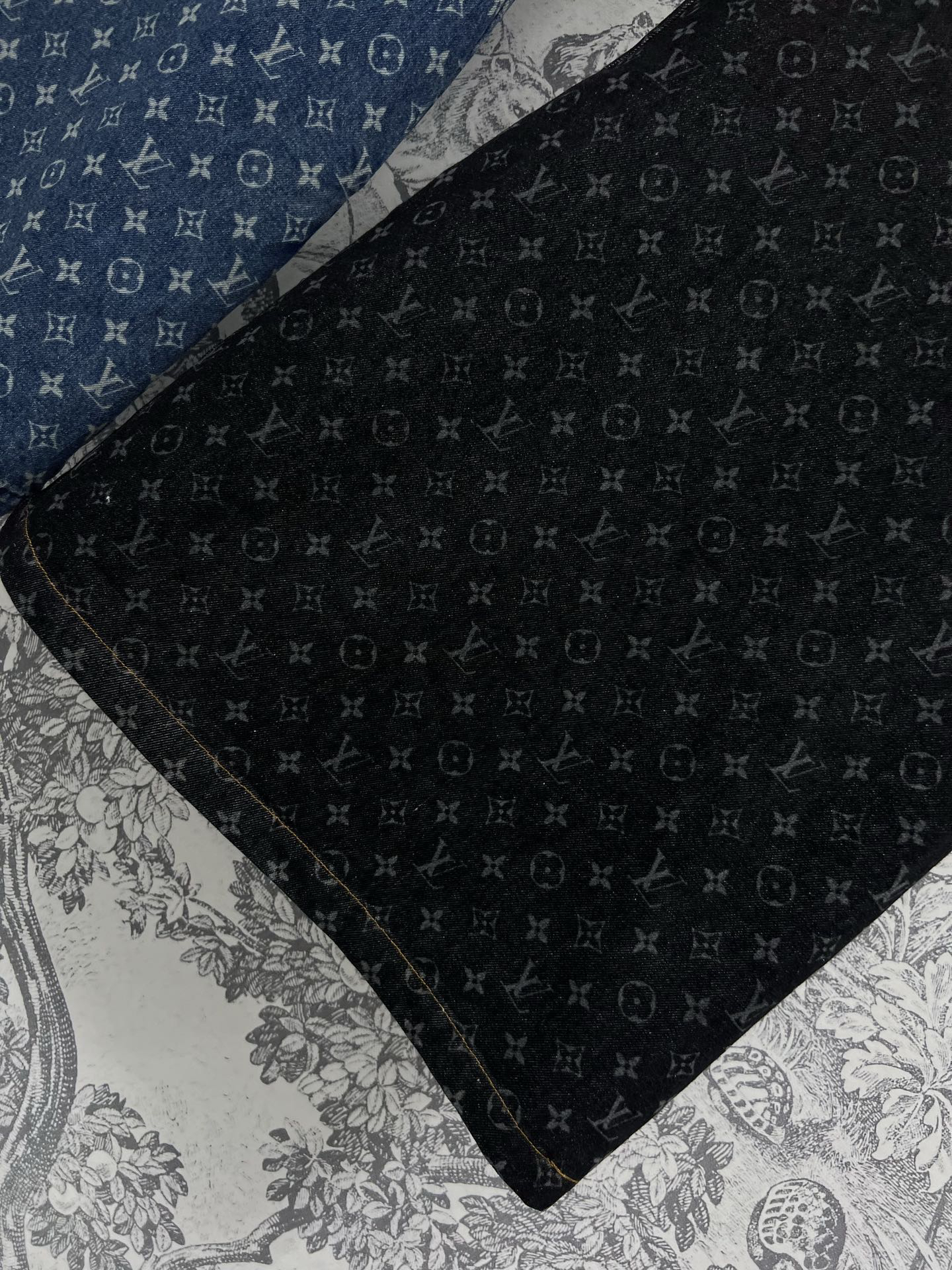 LU25SS Old Flower Denim Vest Dress