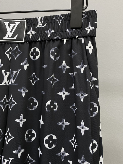 LU Classic Old Flower Print Casual Straight Leg Pants Trousers