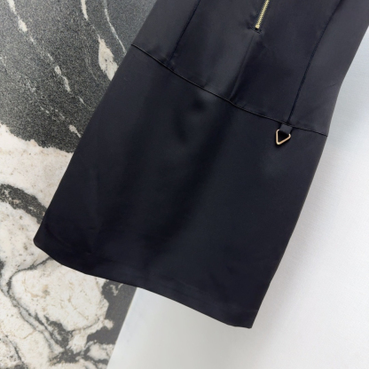 LU25SS Vintage French Doll Neck Black Dress