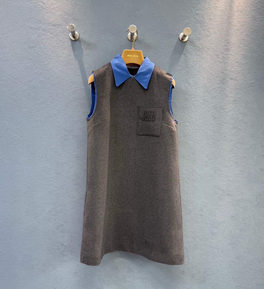 MIU Patchwork Neck Sleeveless Dress