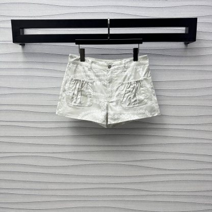 CHANE25SS Printed Pocket Denim Shorts