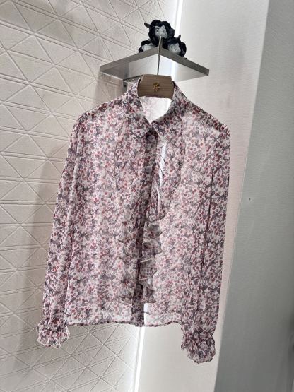 CHANE25SS lace floral shirt
