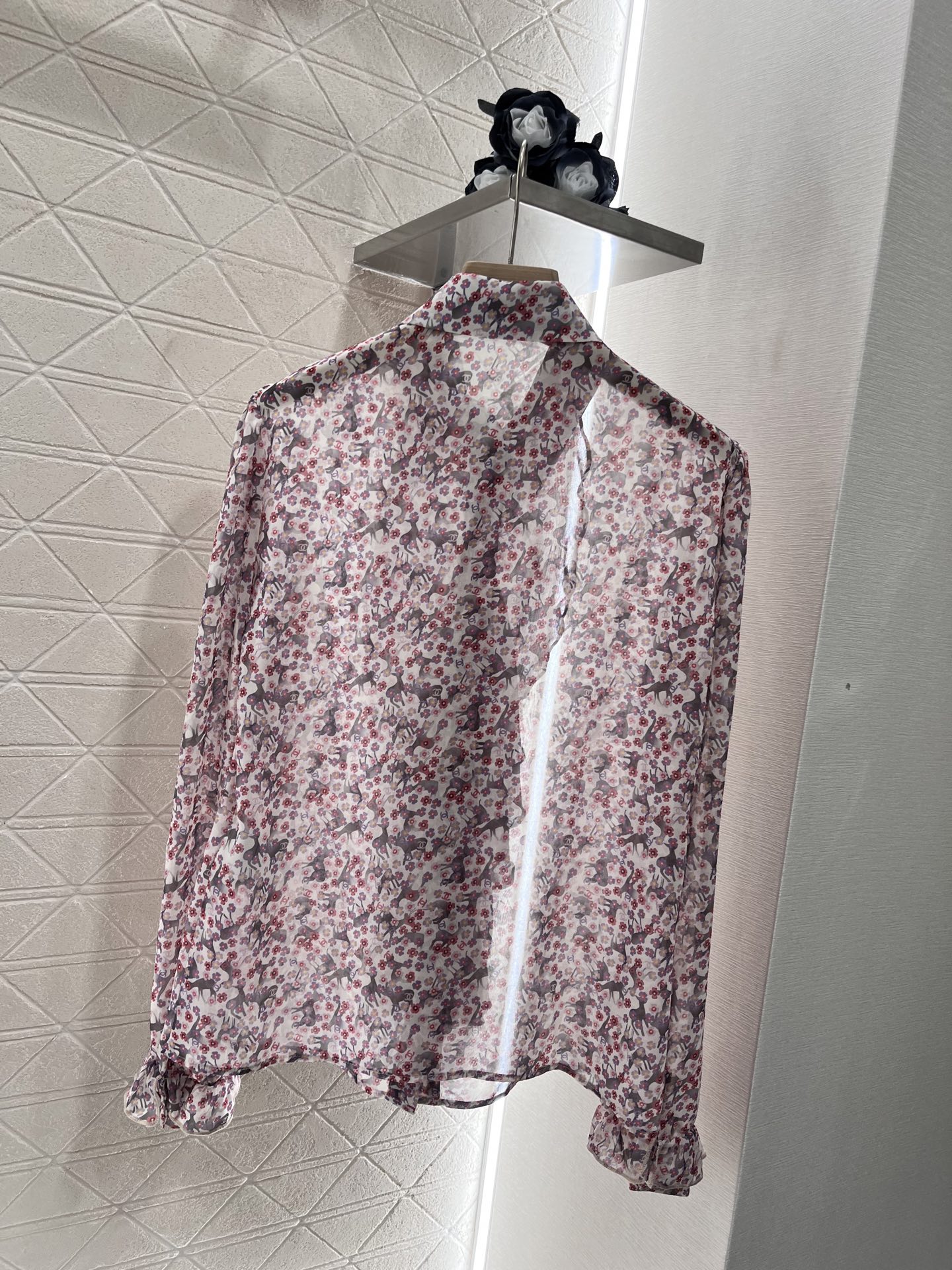 CHANE25SS lace floral shirt