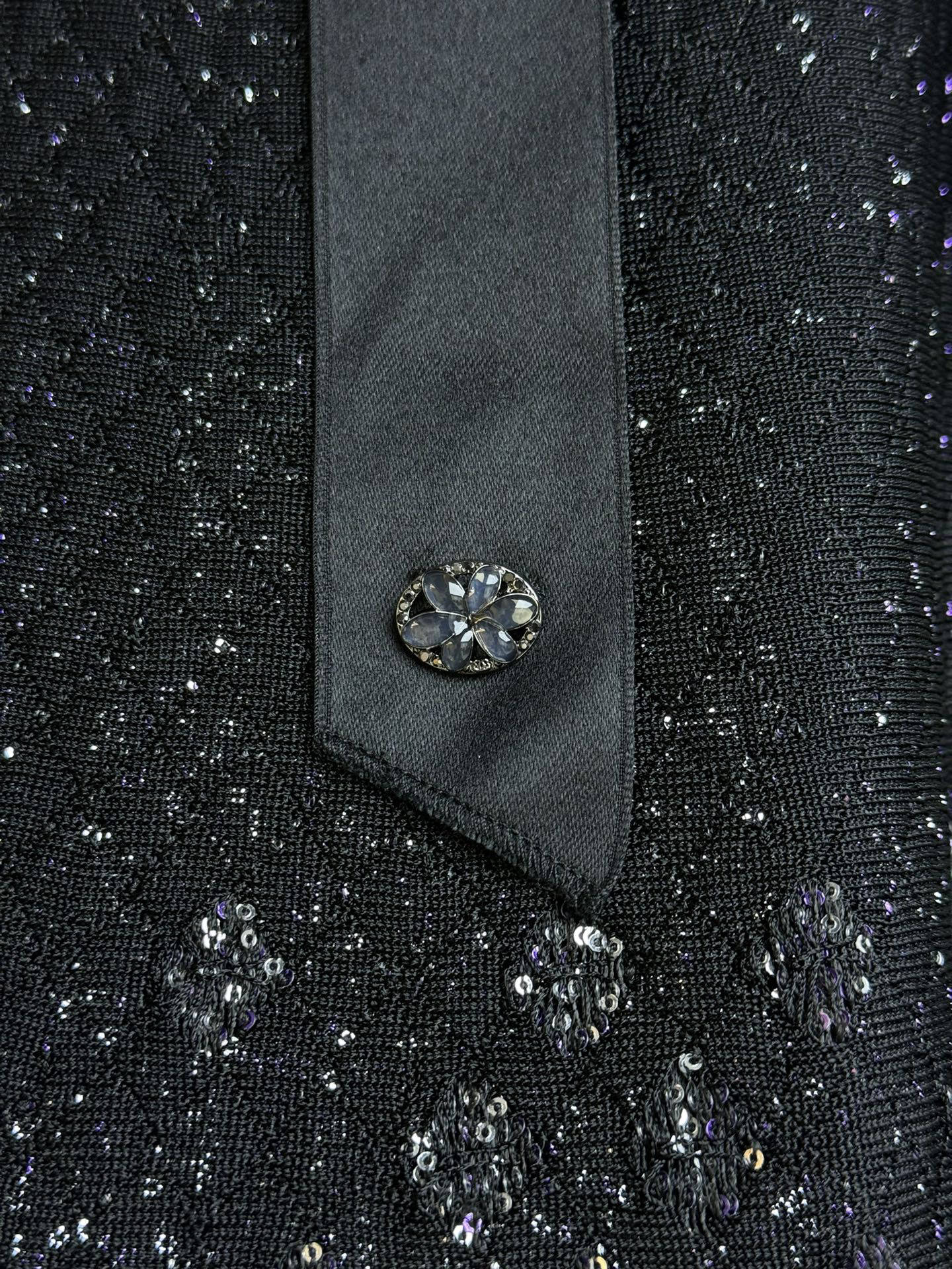 CHANE25SS bow sequin half skirt