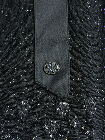 CHANE25SS bow sequin half skirt